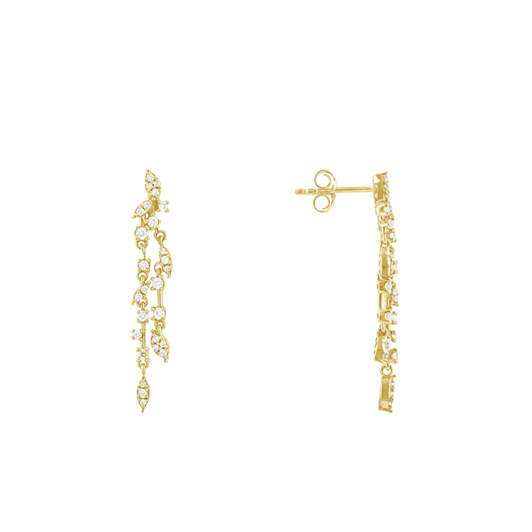 Visací diamantové náušnice ze žlutého zlata 85411