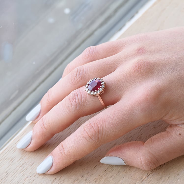 Halo prsten s rubínem 60987