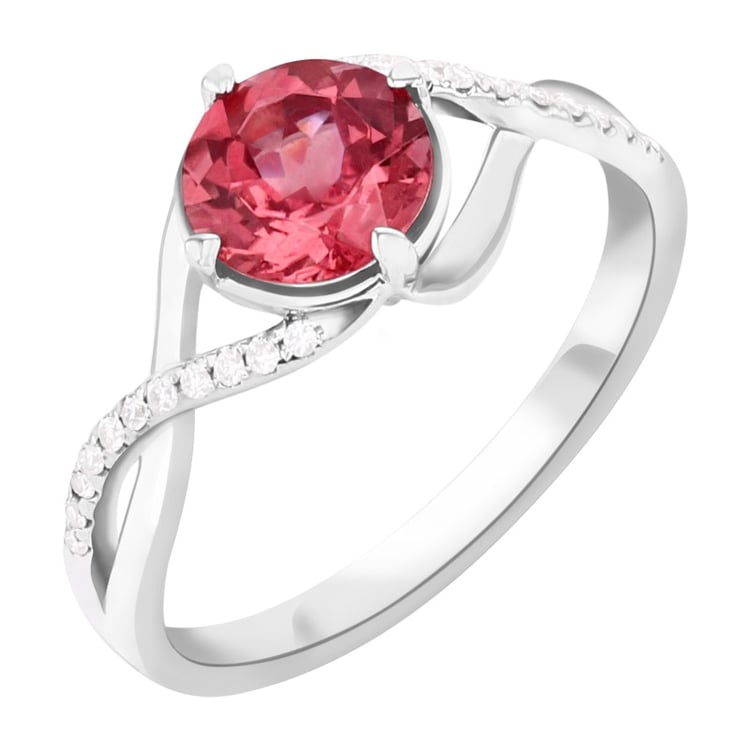 Prsten z bílého zlata s turmalínem a diamanty Kaelin