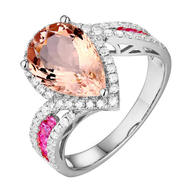 Drahokamový prsten z bílého zlata 87234