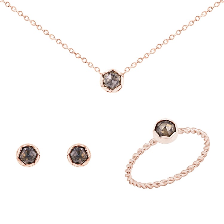 Vintage kolekce šperků se salt and pepper diamanty Kieren 100138