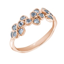 Zlatý prsten s akvamarínovými květy Washi