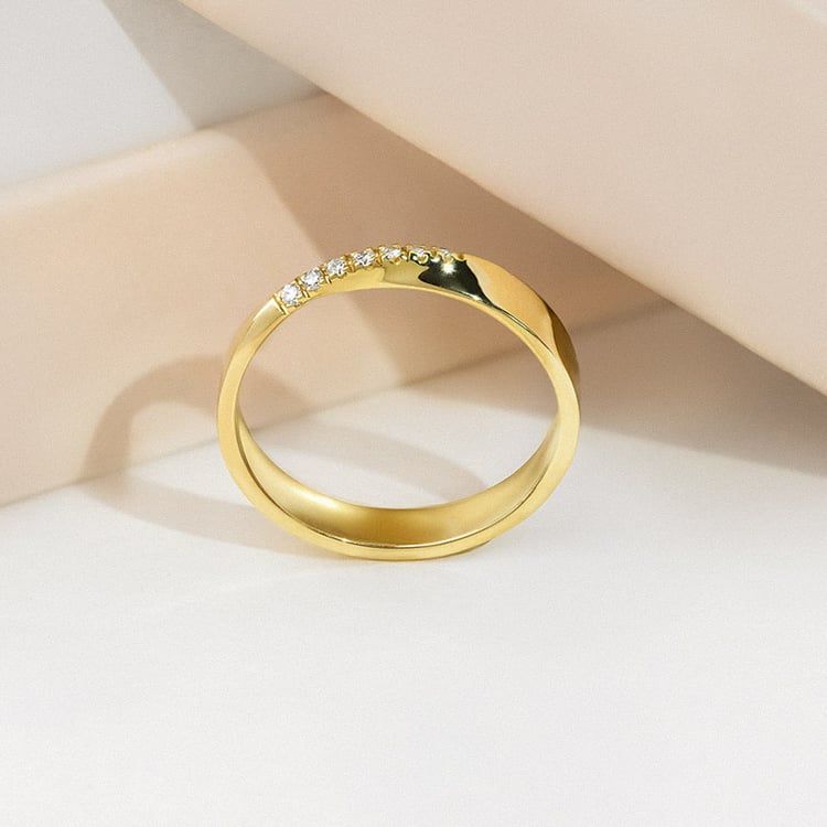 Zlaté propletené snubní prsteny s diamanty Lasha 154462