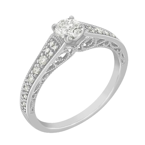 Zlatý vintage zásnubní prsten plný diamantů Keran