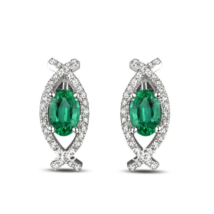 Smaragdové náušnice s diamanty Sarani