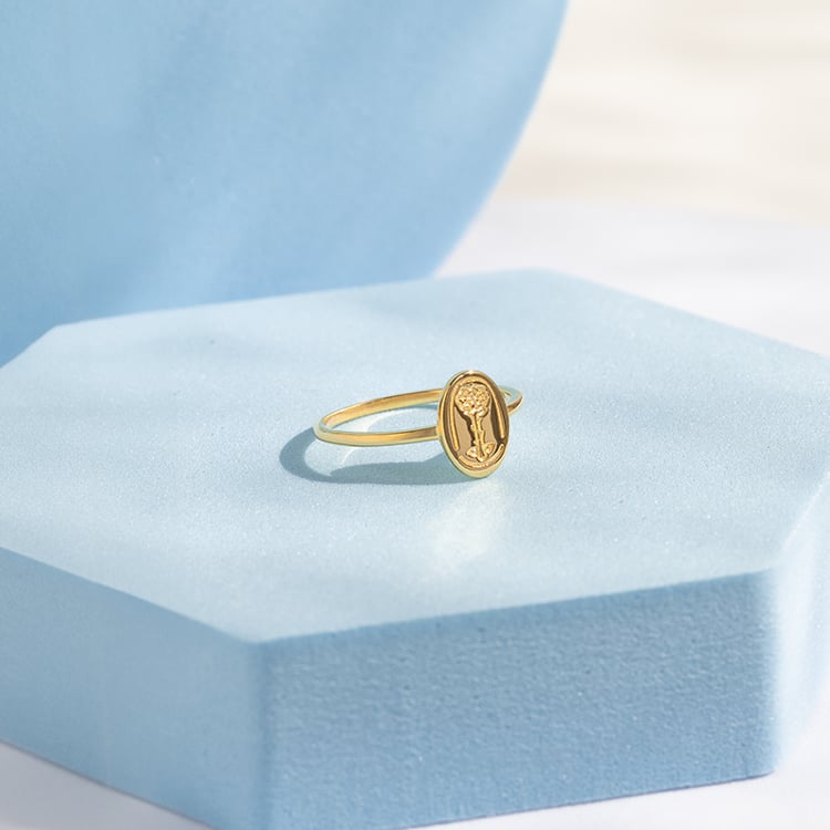 Stříbrný oválný prsten s gravírem růže Malý princ 141789