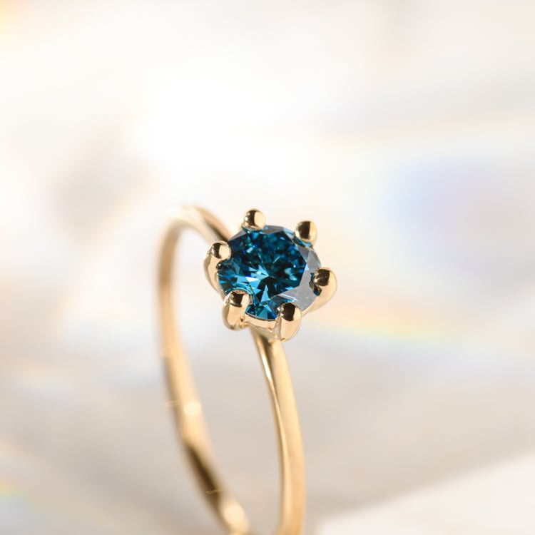 Zásnubní prsten s certifikovaným fancy blue lab-grown diamantem Birdie 140482