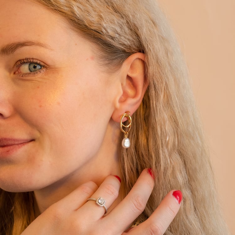 Pozlacené náušnice s perlami Ismael 101255