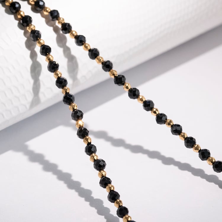 Stříbrný pozlacený náhrdelník se spinelovými korálky Molly 115660