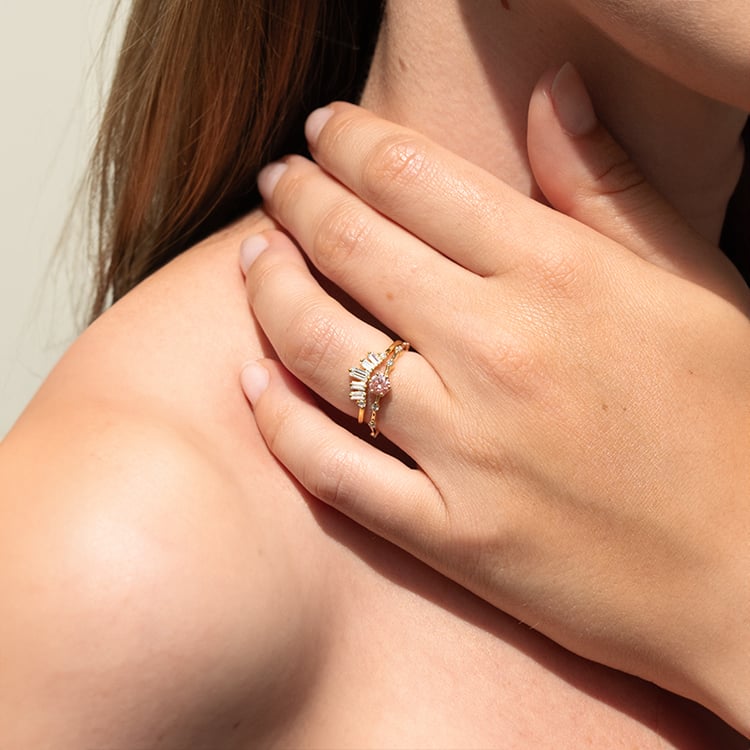 Vykrojený prsten s baguette diamanty Domenic 142444