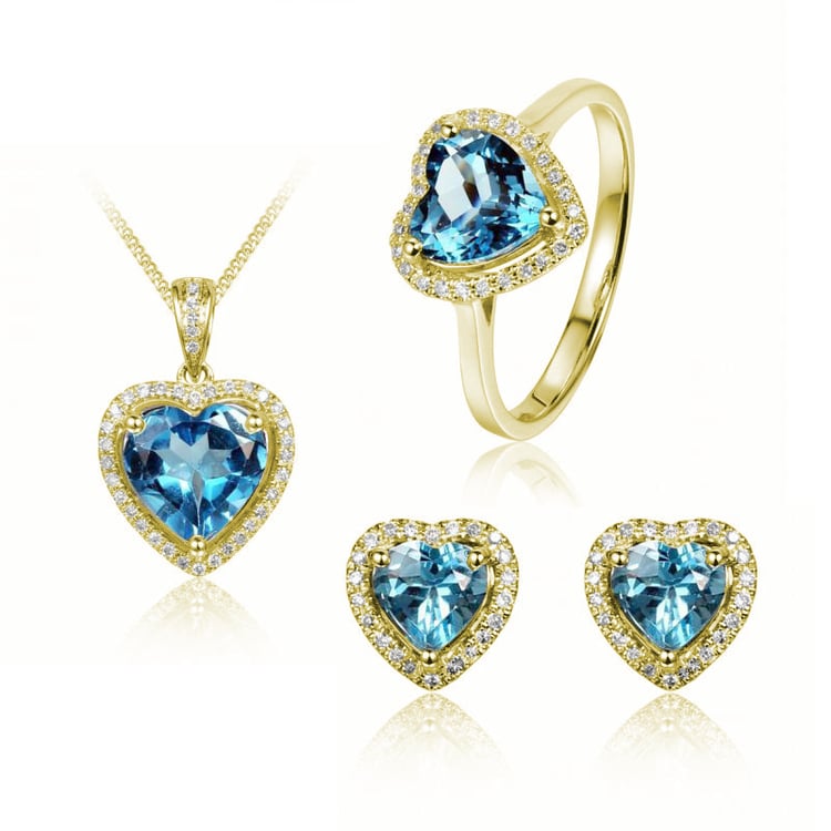 Srdcové topazy ve zlaté soupravě šperků 4724