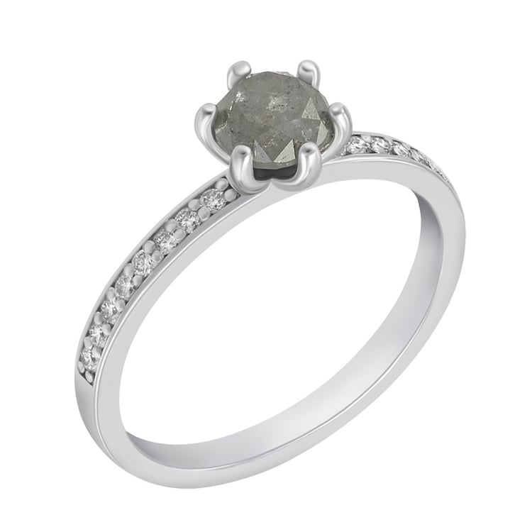 Zlatý zásnubní prsten se salt and pepper diamantem