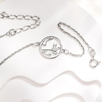 Stříbrný vykrojený náramek s liškou Malý princ