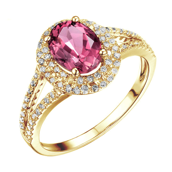 Roztomilý zásnubní prsten z bílého zlata s turmalínen a diamanty Kacie 83098