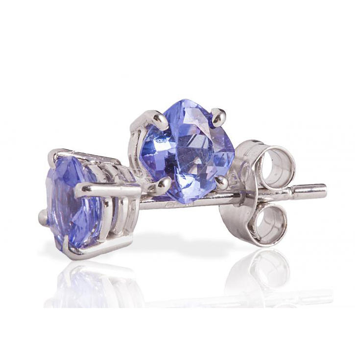 Napichovací náušnice z 18k bílého zlata s tanzanity