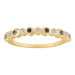 Half-eternity prsten ze zlata s černými a bílými lab-grown diamanty Tariq