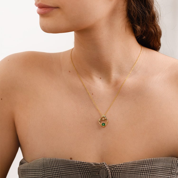 Přívěsek matka a dítě se smaragdem a diamantem Ella 153140