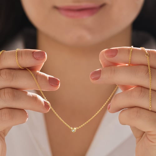 Stříbrný minimalistický náhrdelník se zeleným safírem Glosie