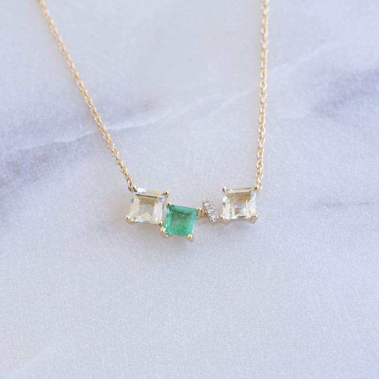 Náhrdelník se smaragdem, ametysty a diamanty 87045