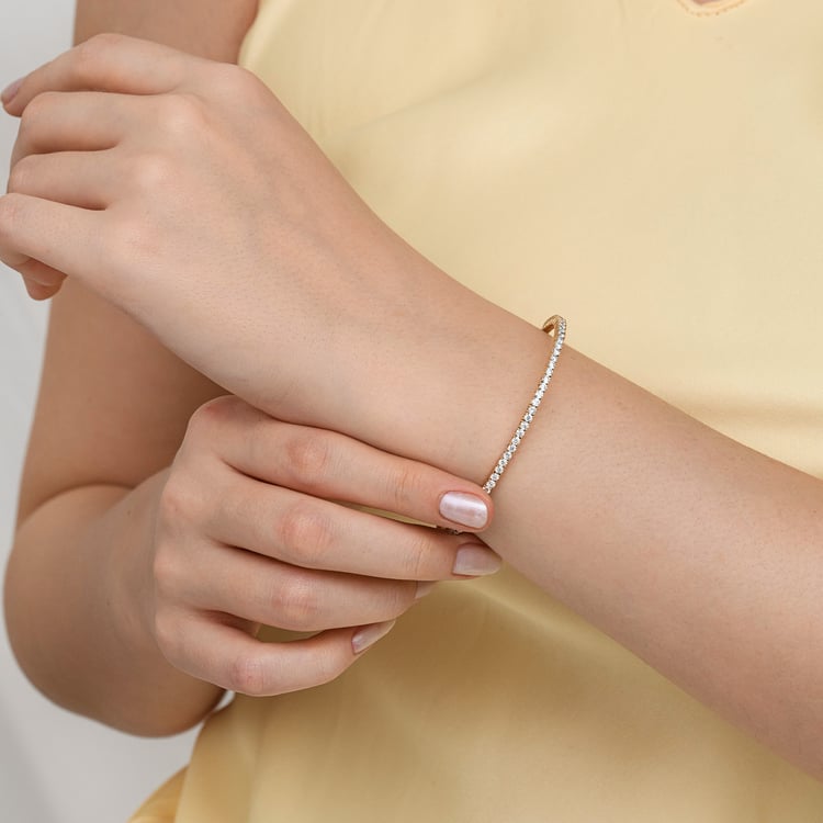 Zlatý flexi náramek s lab-grown diamanty 165069