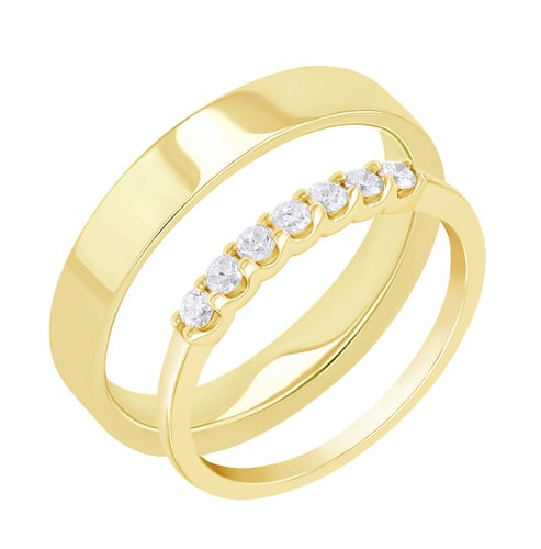 Eternity prsten s lab-grown diamanty a pánský plochý prsten Rexanne