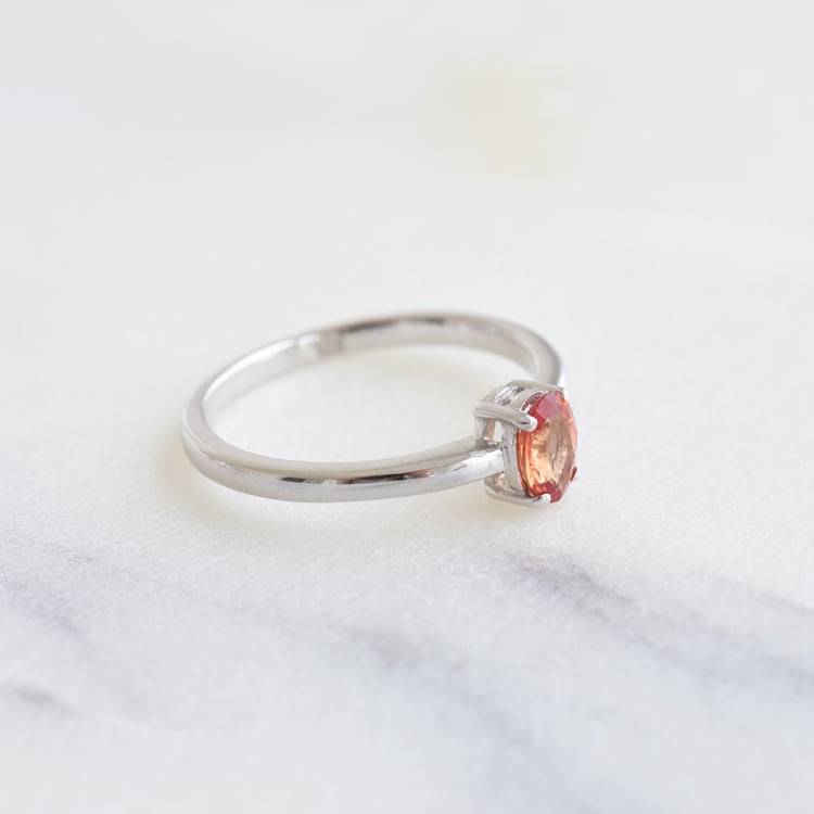 Stříbrný prsten s oranžovým safírem 86146