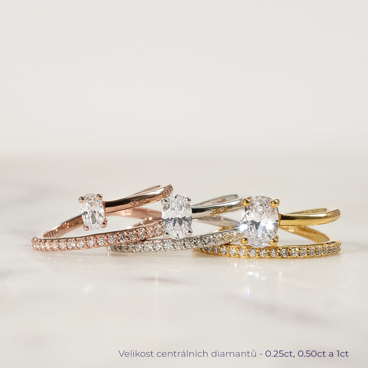 Atypický zásnubní prsten s diamanty Lori 137545