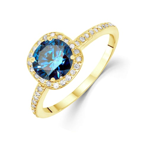 Zásnubní prsten s modrým diamantem a diamanty Eshana