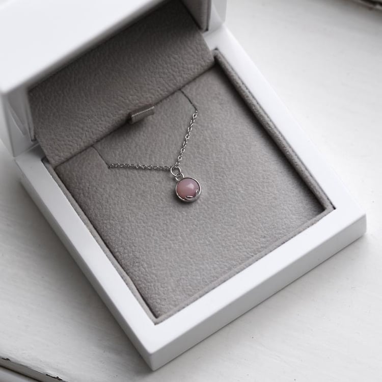 Zlatý náhrdelník s růžovým opálem 51203