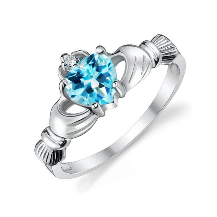 Stříbrný claddagh prsten s topazem a zirkonem Alim