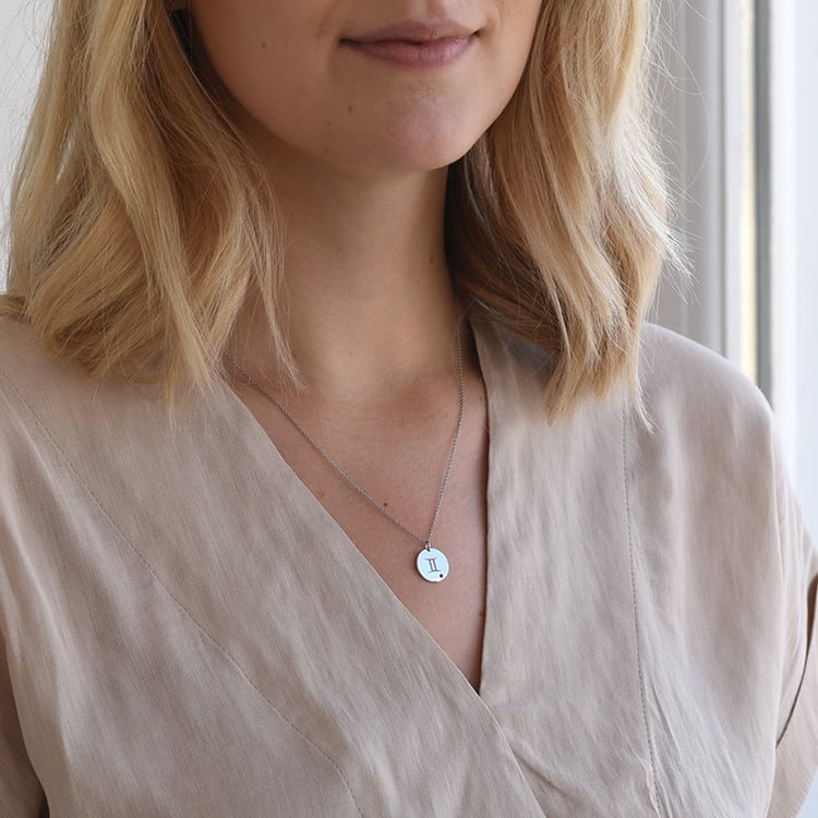 Stříbrný přívěsek se znamením a citrínem Blíženci 103474