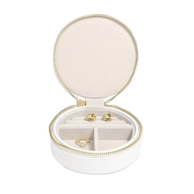 Kulaté cestovní pouzdro na šperky bílé