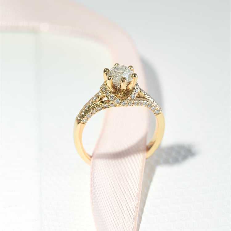 Halo zásnubní prsten se salt and pepper diamantem Heshmy 122008