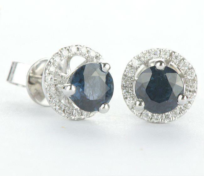 Zlaté náušnice se safíry a diamanty 2114