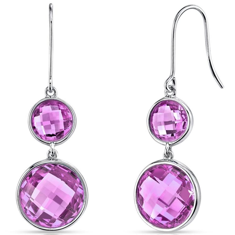 Zlaté náušnice s růžovými safíry