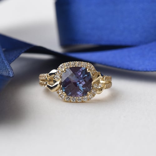 Prsten s alexandritem a lab-grown diamanty Odran