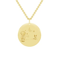 Zlatý přívěsek Malý princ s liškou a gravírem