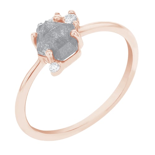 Prsten se salt and pepper diamantem a lab-grown diamanty Kendra