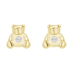 Zlaté dětské náušnice s medvídkem Bear
