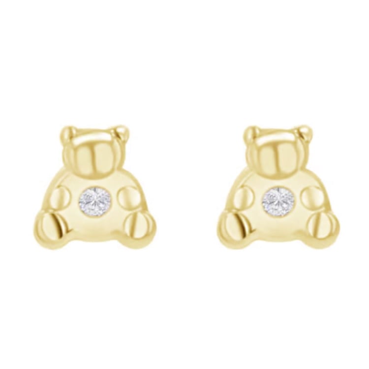 Zlaté dětské náušnice s medvídkem Bear