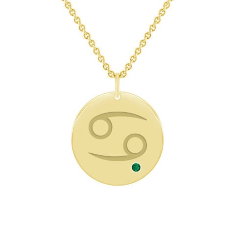 Stříbrný přívěsek se znamením a smaragdem Rak 103482