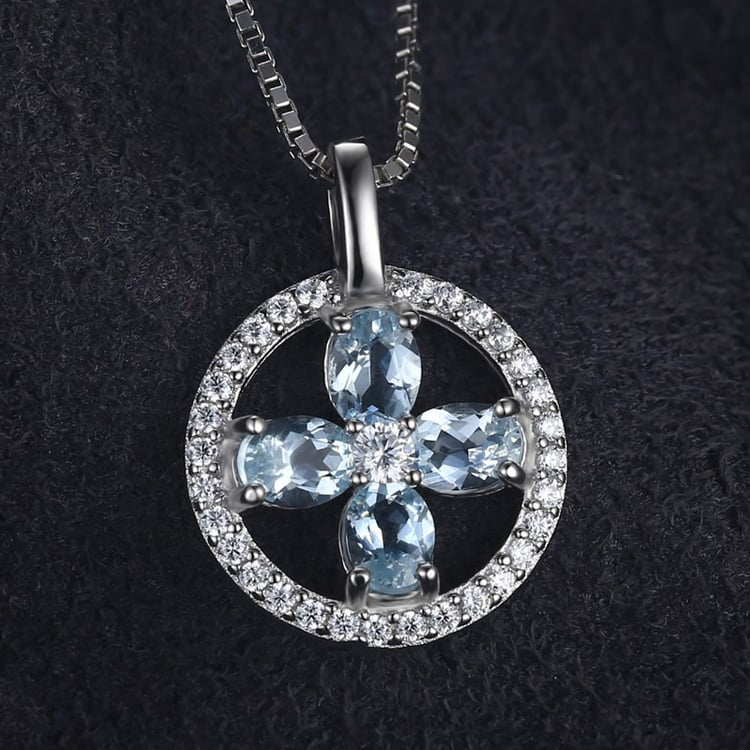 Akvamarínový květ s bílými topazy 19319