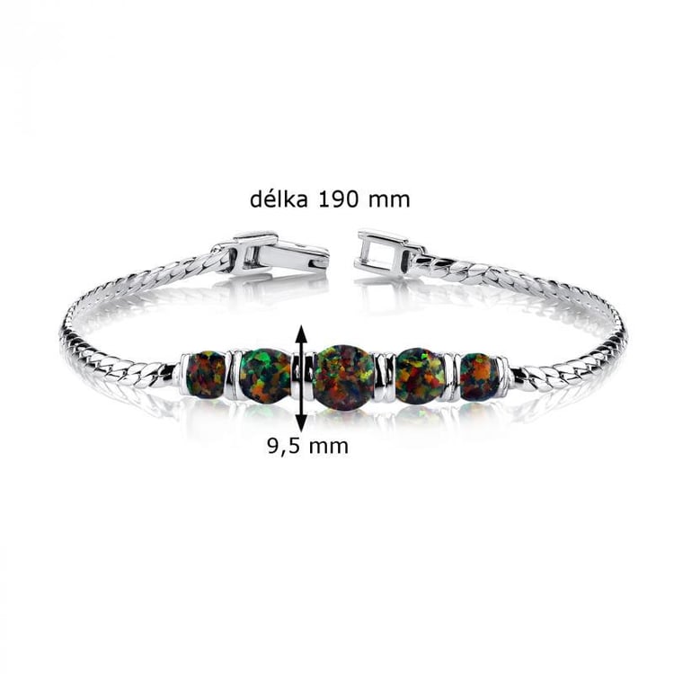 Tajuplné černé opály v stříbrném náramku Amysade 5982