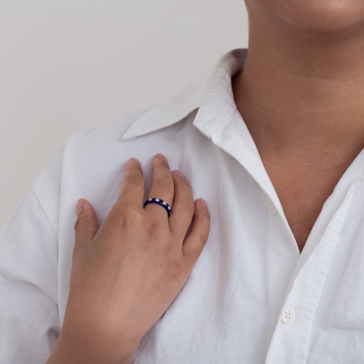 Modrý keramický prsten s diamanty Maisha 128751