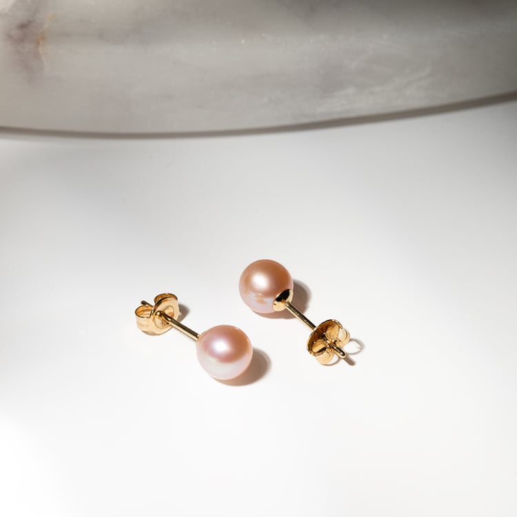 Náušnice s 6-6.5mm broskvovými perlami Balbina 129794