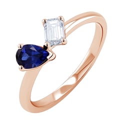 Prsten Toi et Moi s lab-grown diamantem a safírem Maite