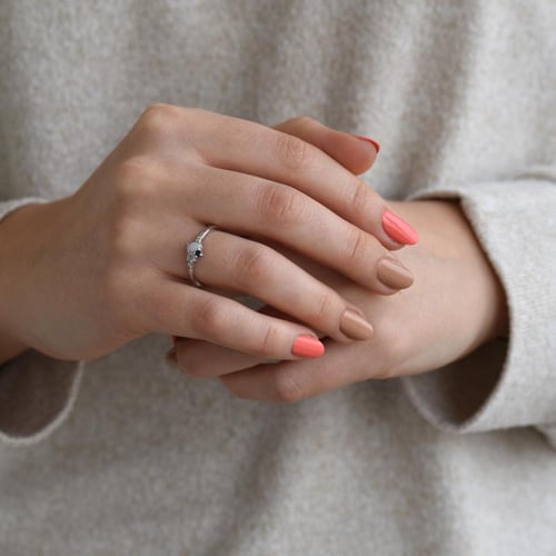 Zlatý cluster prsten s opálem, safírem, měsíčním kamenem a diamanty Elsa