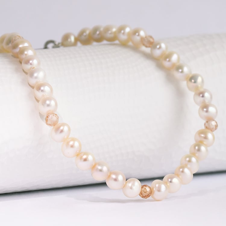 Stříbrný perlový náramek se zirkony Ellysa 115975