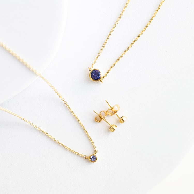 Stříbrný minimalistický náhrdelník s tanzanitem Glosie 145258