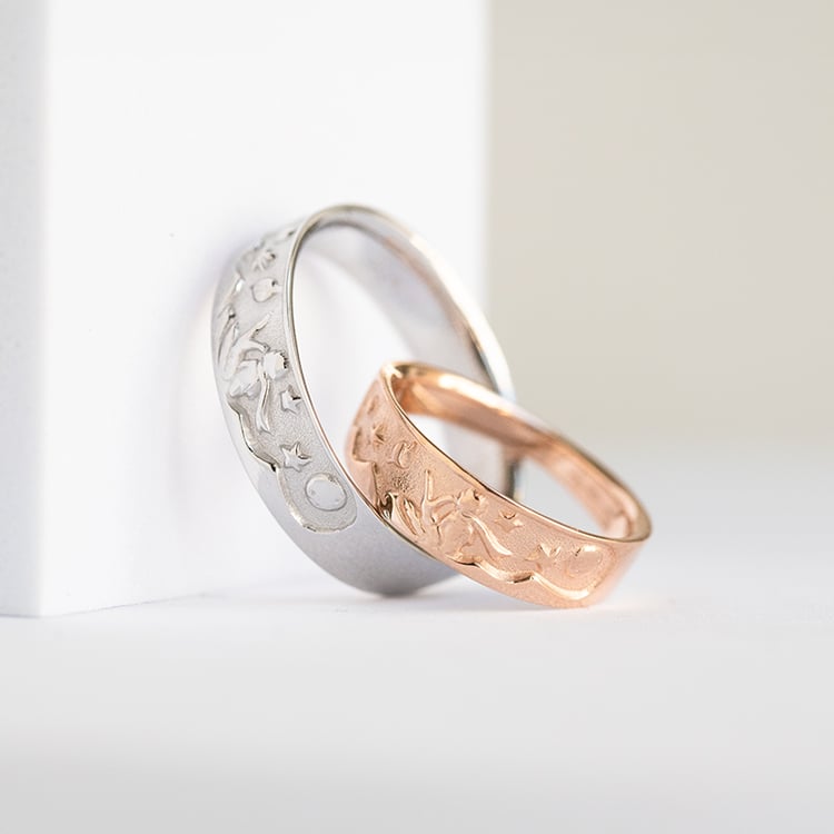 Ručně ryté snubní prsteny Malý princ 143994